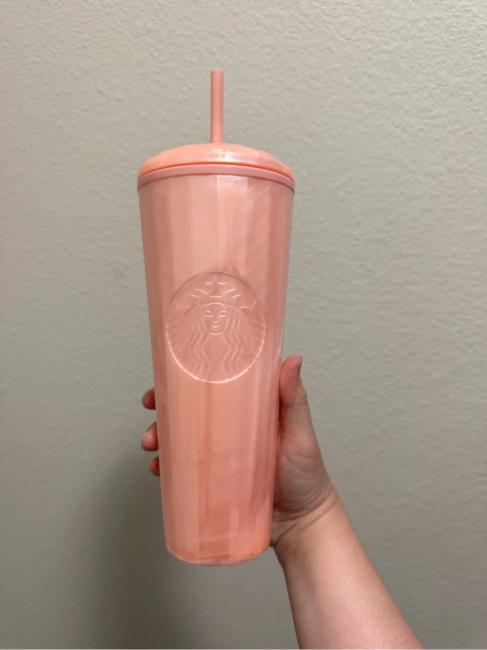 Starbucks Peachy Pink Tall Tumbler with Straw